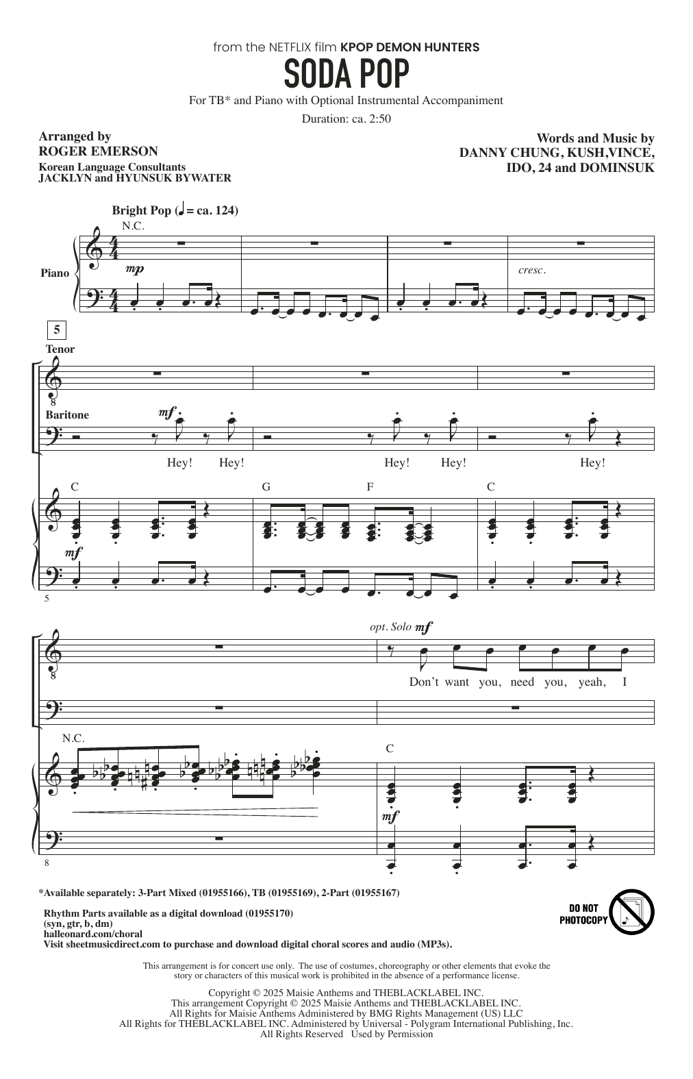 Produktgalerie: Seite 1 von 1 Soda Pop (from KPop Demon Hunters) (arr. Roger Emerson), Saja Boys, Chor