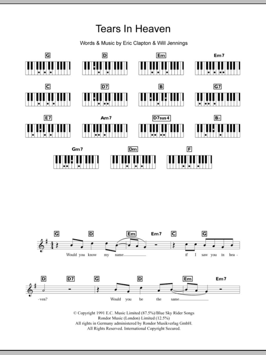 Produktgalerie: Seite 1 von 1 Tears In Heaven, Eric Clapton, Klavier