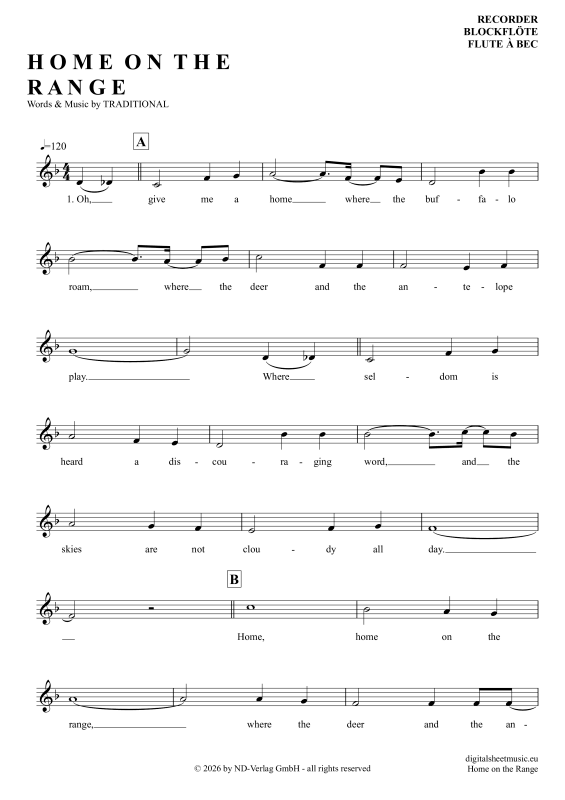 Product picture to: Home On The RangeAmerican Folk Song