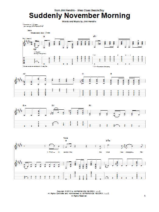 Produktgalerie: Seite 1 von 1 Suddenly November Morning, Jimi Hendrix, Gitarre