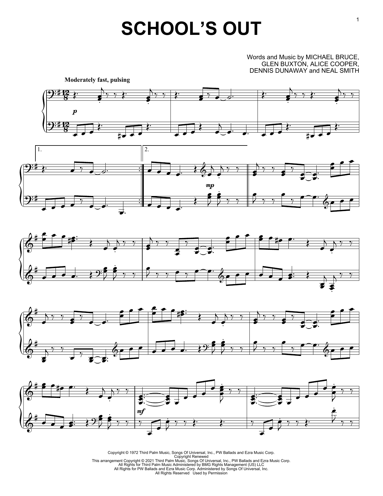 Product gallery: Page 1 of 1 School's Out [Classical version] (arr. David Pearl), Alice Cooper