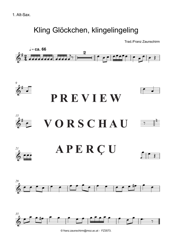 Product gallery: Page 4 of 7 Kling, Glöcklein kling , , (Saxophone Quartet AAAT)