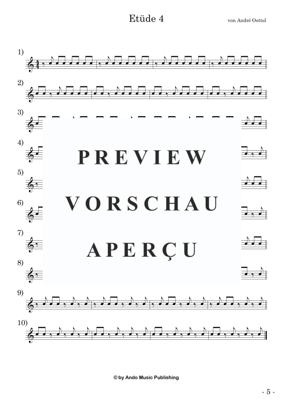 Produktgalerie: Seite 7 von 11 Etüden für Snare Drum im 4/4-Takt - Band 1, , Snare Drum Solo