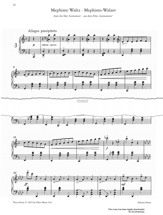 Produktgalerie: Seite 1 von 1 Mephisto Waltz (from the film 'Lermontov'), Sergei Prokofiev, Klavier