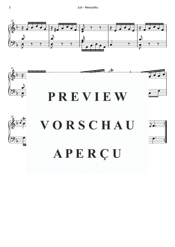 Produktgalerie: Seite 5 von 5 Juli - Menuetto, , Klavier Solo