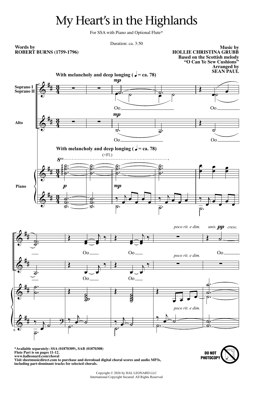 Produktgalerie: Seite 1 von 1 My Heart's In The Highlands (arr. Sean Paul), Hollie Christina Grubb, Chor