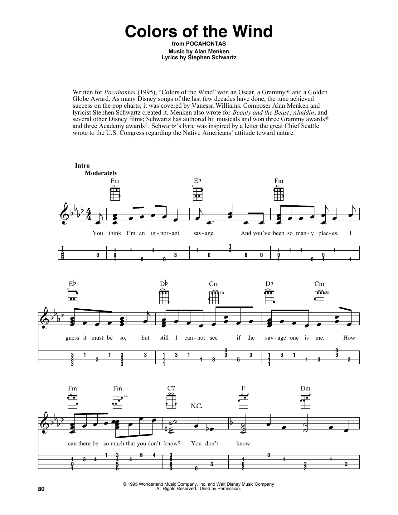 Product gallery: Page 1 of 1 Colors Of The Wind (from Pocahontas) (arr. Fred Sokolow), Vanessa Williams
