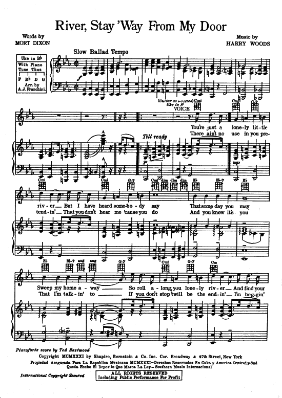 Produktbild zu: River, Stay Way From My Door Popular Standard