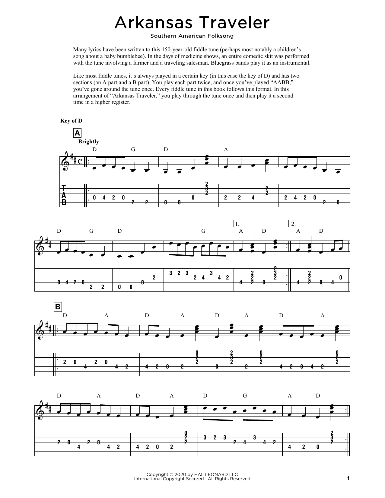 Produktgalerie: Seite 1 von 1 Arkansas Traveler (arr. Fred Sokolow), Southern American Folksong, Gitarre