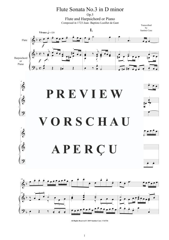 Produktgalerie: Seite 2 von 11 Flötensonate Nr. 3 d-Moll Op. 5, , Zwei Flöten und Cembalo