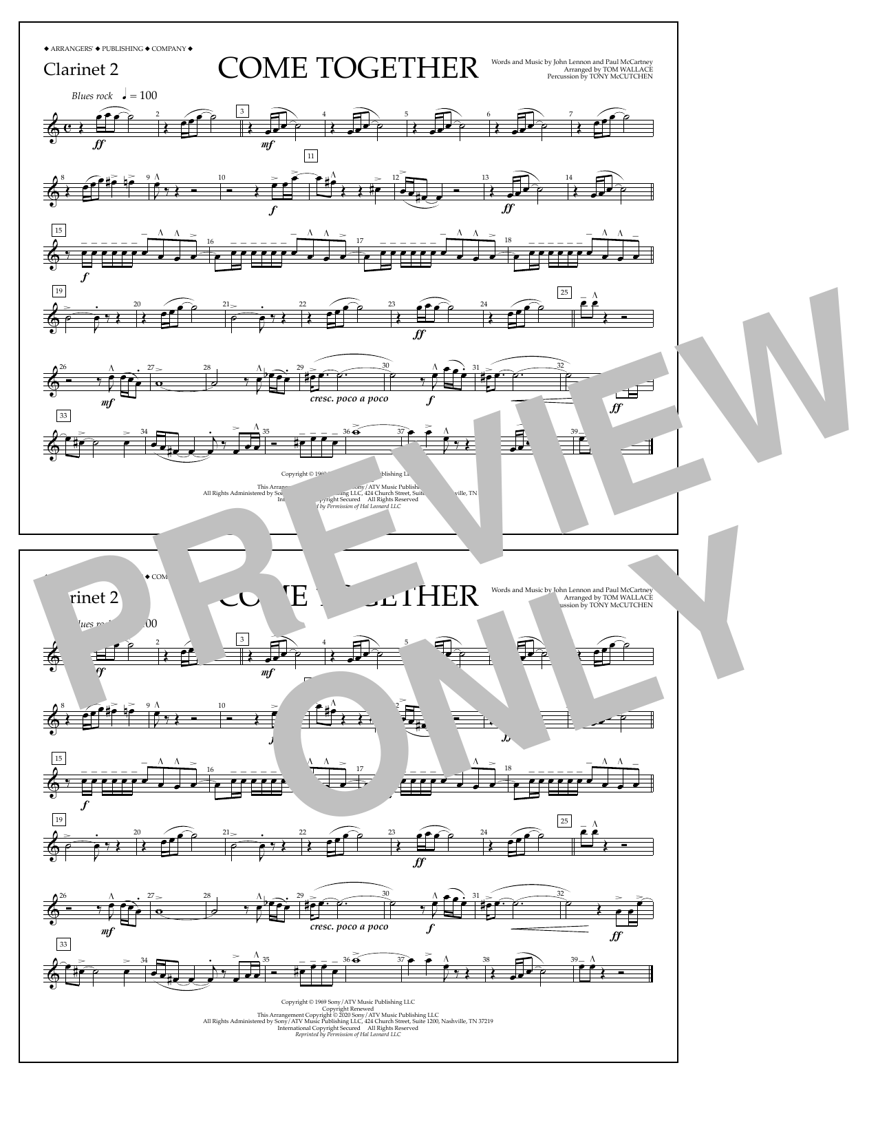 Produktbild zu: Come Together (arr. Tom Wallace) - Clarinet 2