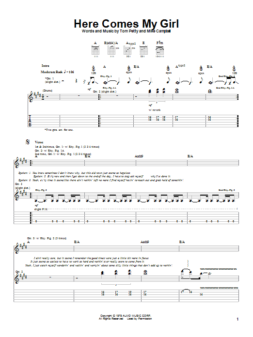 Product gallery: Page 1 of 1 Here Comes My Girl, Tom Petty And The Heartbreakers