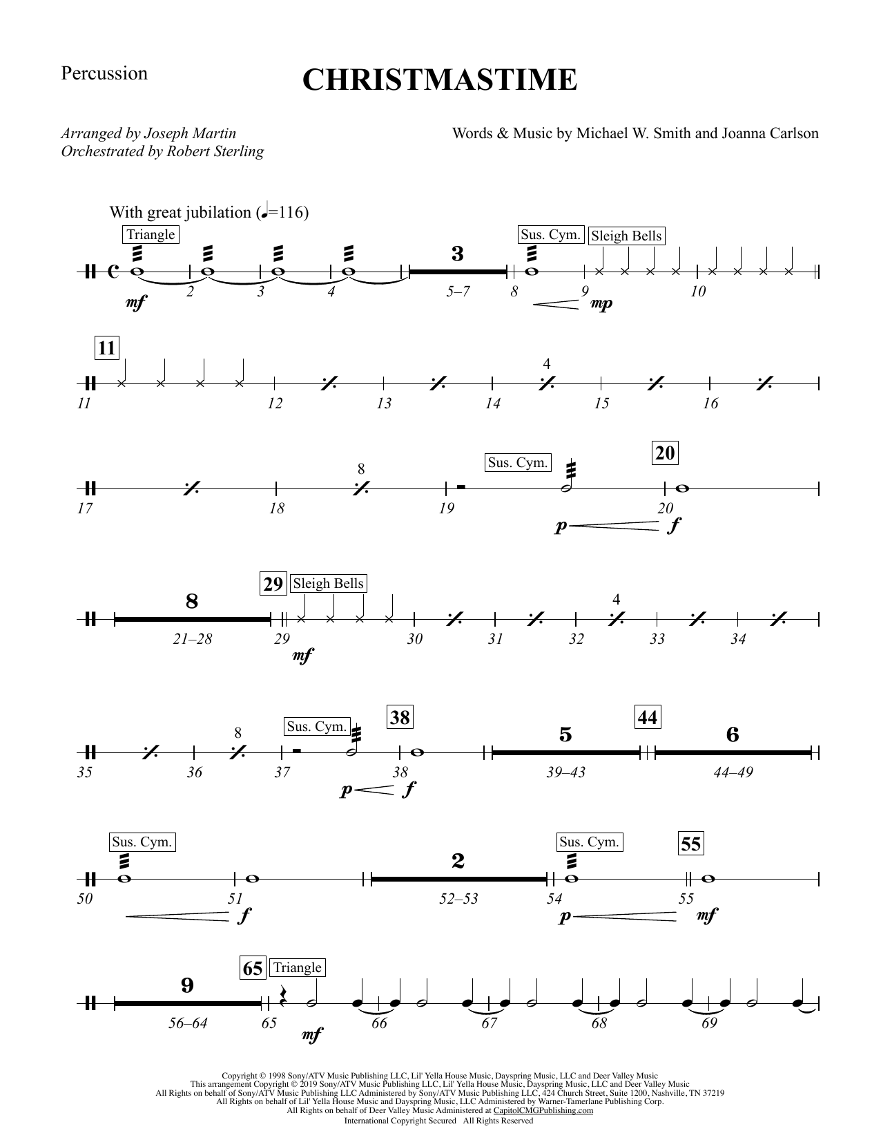 Product gallery: Page 1 of 1 Christmastime (arr. Joseph M. Martin) - Percussion, Michael W. Smith & Joanna Carlson