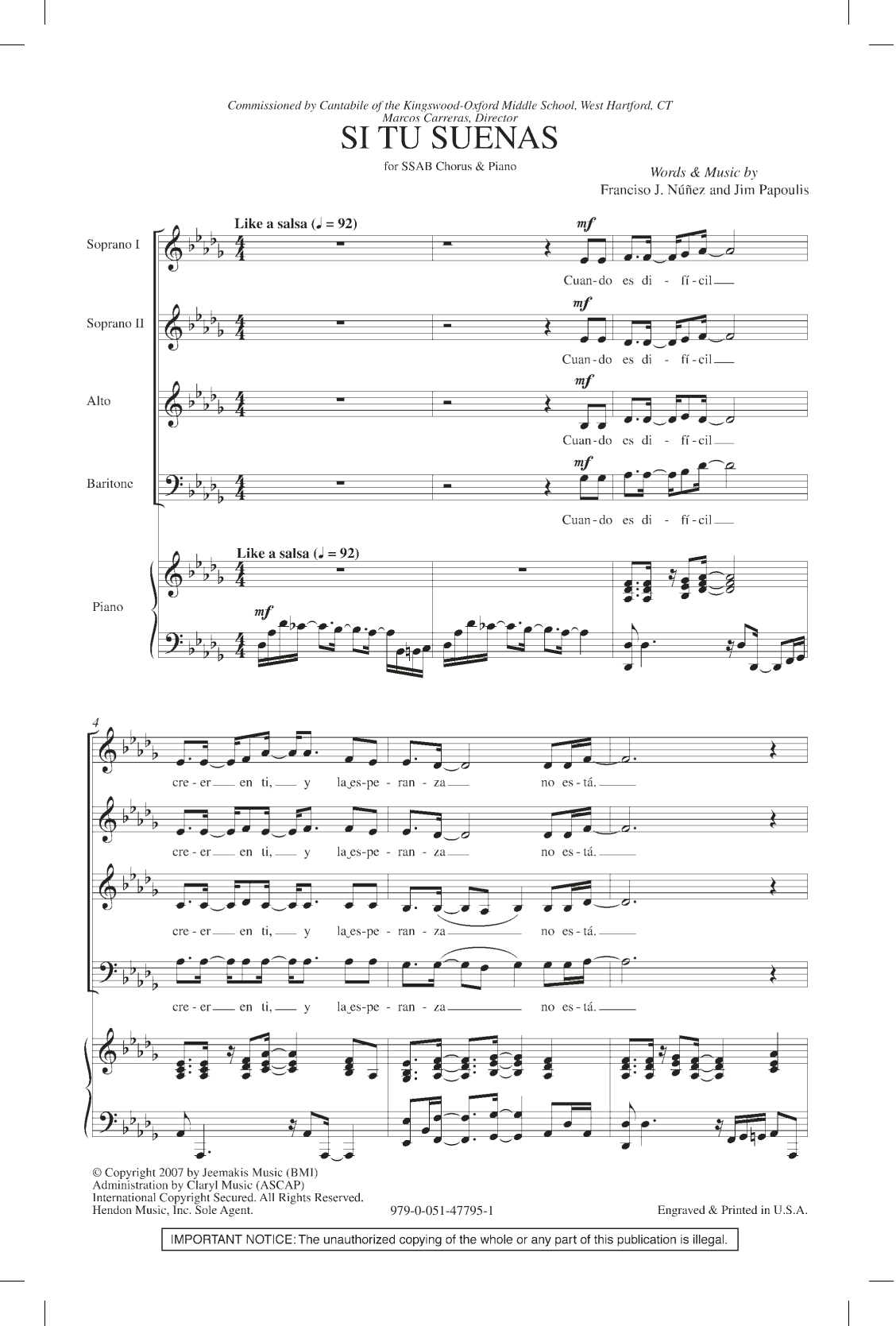 Produktgalerie: Seite 1 von 1 Si Tu Suenas, Francisco J. Nuñez, Chor
