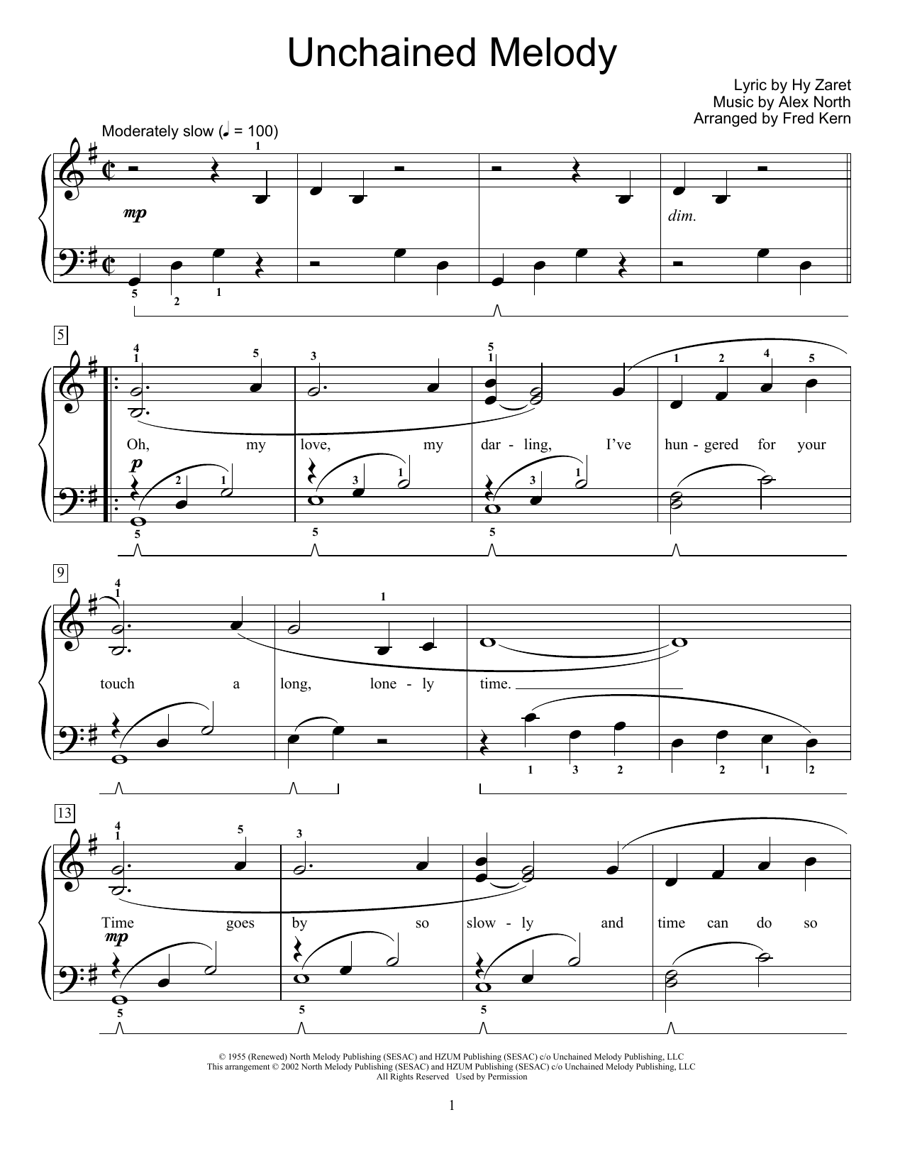 Product picture to: Unchained Melody (arr. Fred Kern)