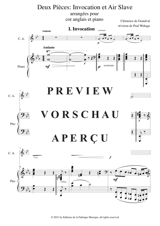 gallery: Deux Pièces : Invocation et Air Slave , , (Englischhorn + Klavier)