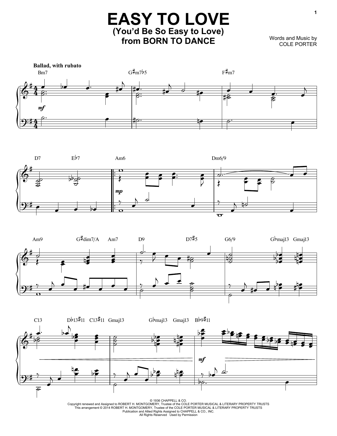 Produktbild zu: Easy To Love (You'd Be So Easy To Love) [Jazz version] (arr. Brent Edstrom)