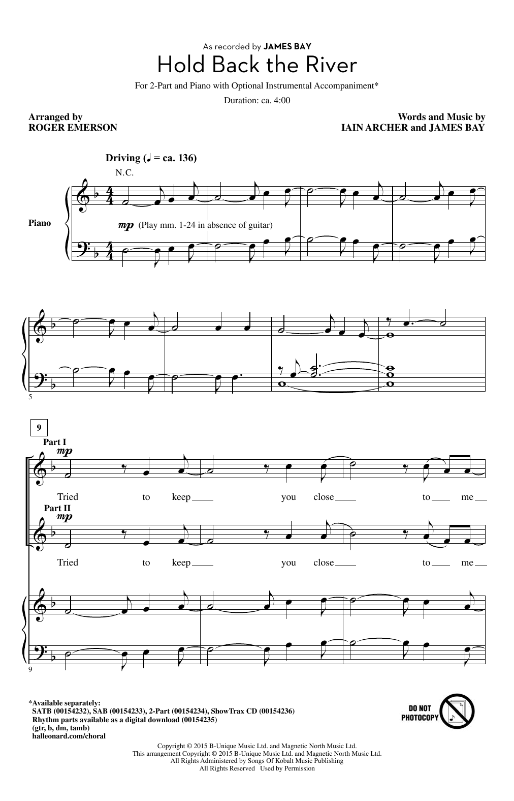 Product picture to: Hold Back The River (arr. Roger Emerson)