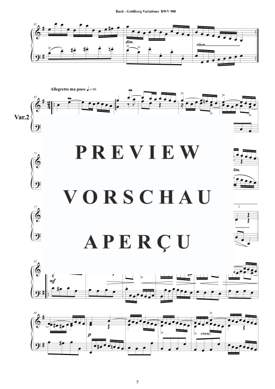 Produktgalerie: Seite 6 von 11 Goldberg Variationen BWV 988, , Klavier Solo