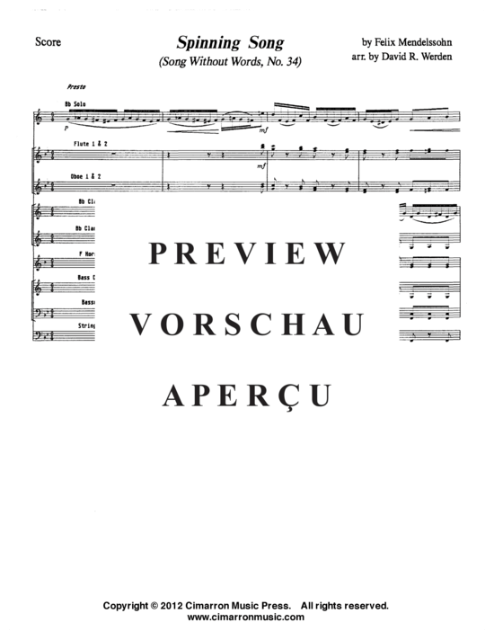 Product gallery: Page 2 of 22 Spinnerlied (Lieder ohne Worte) , ,  op. 67 No. 4 (Solo part in Bb + Concert Band)