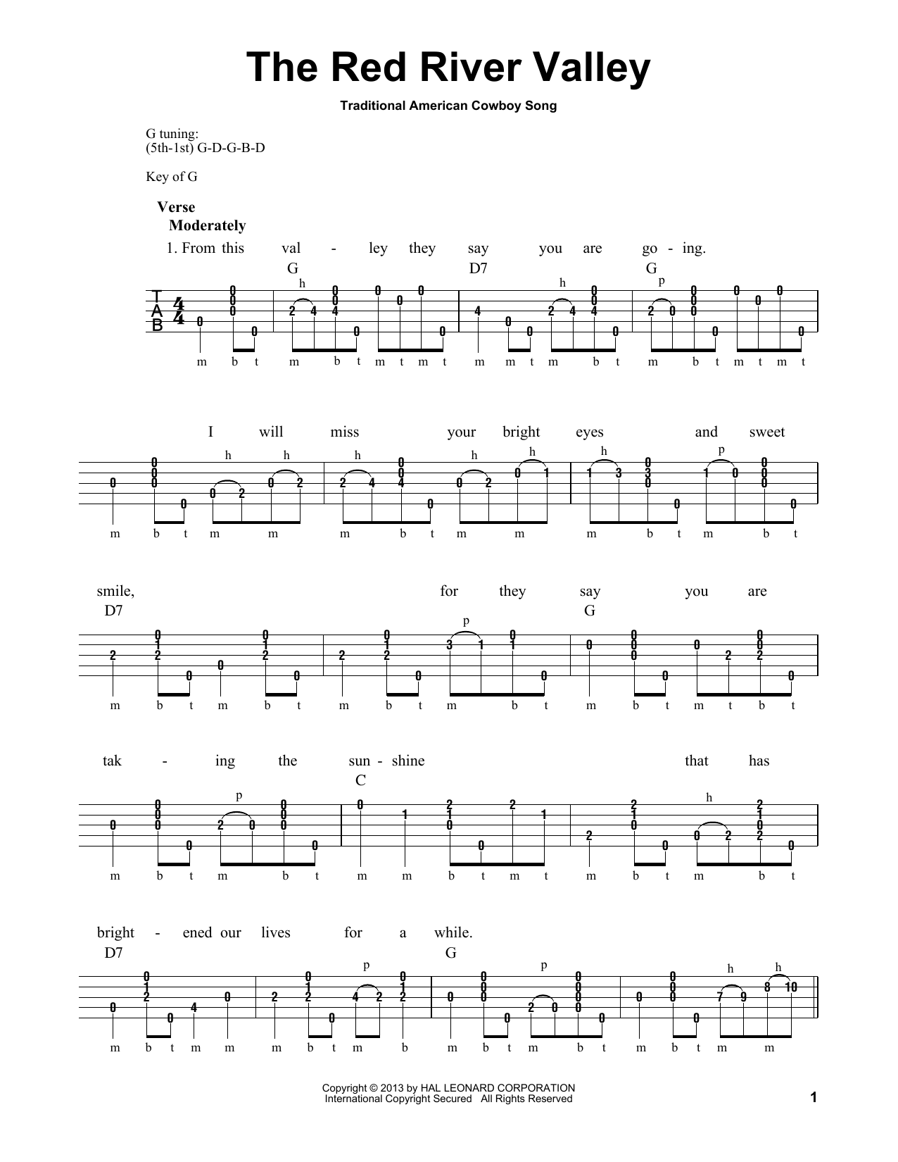 Produktgalerie: Seite 1 von 1 The Red River Valley (arr. Michael Miles), Traditional American Cowboy Song, Banjo
