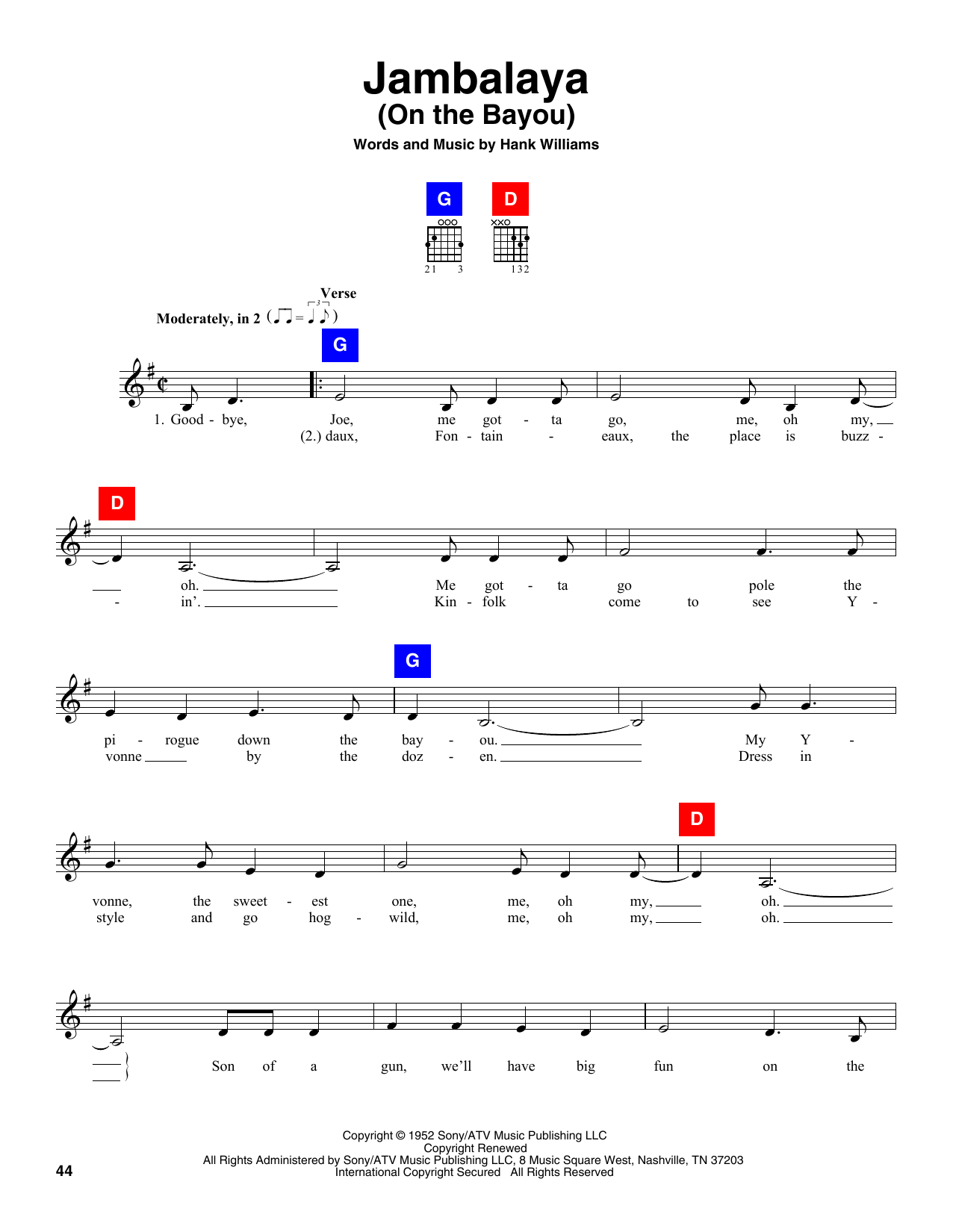 Produktgalerie: Seite 1 von 1 Jambalaya (On The Bayou), Hank Williams