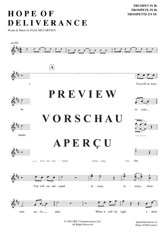 Produktgalerie: Seite 2 von 4 Hope Of Deliverance , McCartney, Paul, Trompete in B