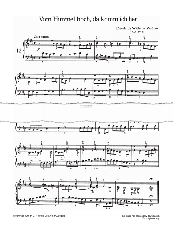 Produktgalerie: Seite 1 von 1 Vom Himmel hoch, da komm ich her, Friedrich Wilhelm Zachau, Klavier