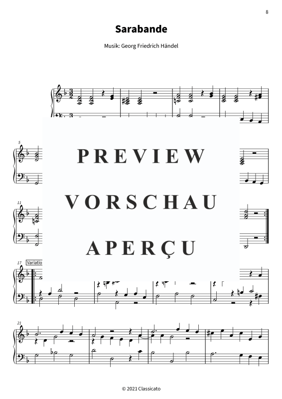 Product gallery: Page 10 of 11 Suite Nr. 4 d-Moll HWV 437 - Allemande · Courante · Sarabande · Gigue, , Solo Piano