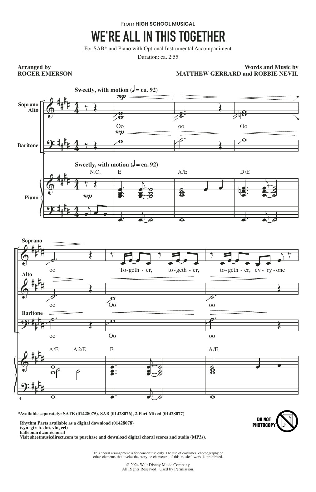 Product picture to: We're All In This Together (from High School Musical) (arr. Roger Emerson)