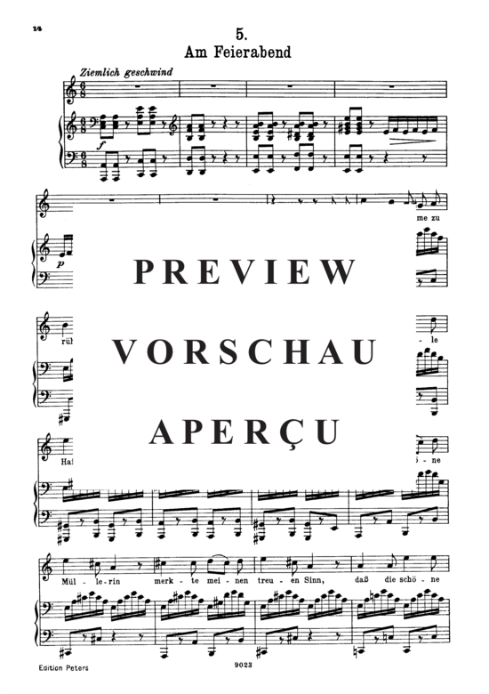 gallery: Am Feierabend D.795-5 (Die Schöne Müllerin) , ,  (Gesang hoch + Klavier)