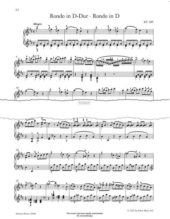 Produktbild zu: Rondo in D, KV 485