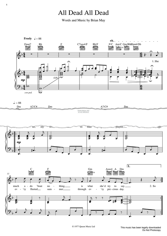Produktgalerie: Seite 1 von 1 All Dead All Dead, Queen, Gesang, Gitarre, Klavier