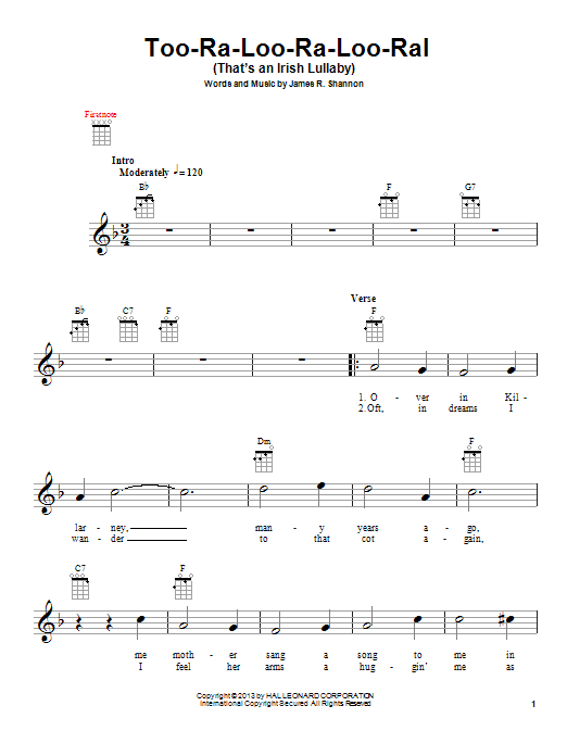 Product gallery: Page 1 of 1 Too-Ra-Loo-Ra-Loo-Ral (That's An Irish Lullaby), James R. Shannon