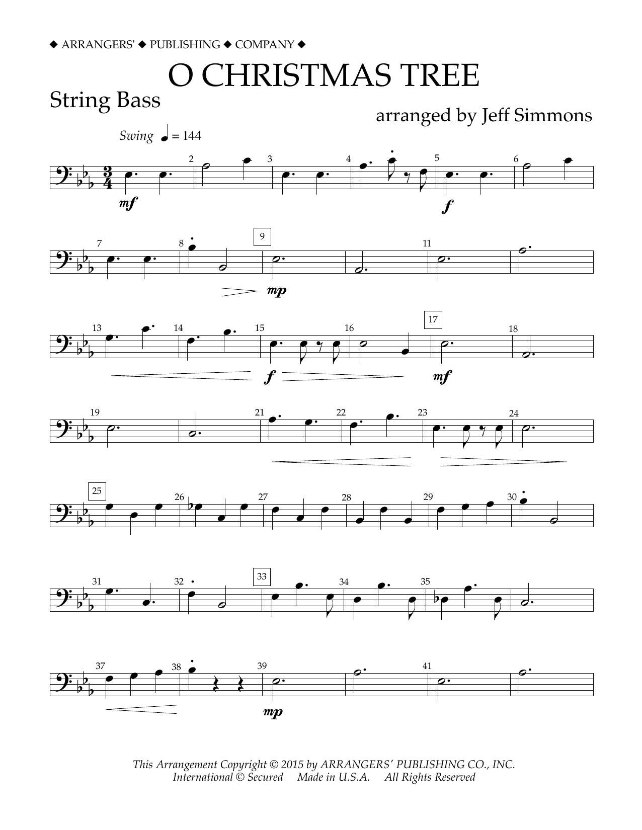 Product gallery: Page 1 of 1 O Christmas Tree - String Bass, Jeff Simmons