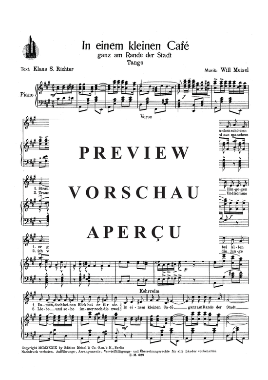 Produktgalerie: Seite 3 von 3 In einem kleinen Cafe , , Klavier und Gesang