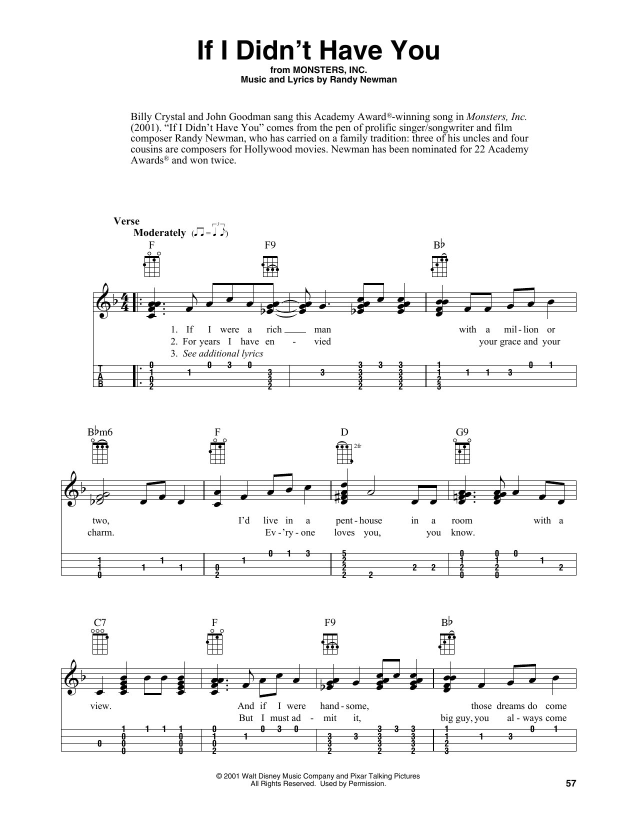 Produktgalerie: Seite 1 von 1 If I Didn't Have You (from Monsters, Inc.) (arr. Fred Sokolow), Billy Crystal and John Goodman, Ukulele