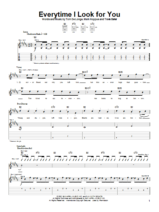 Product gallery: Page 1 of 1 Everytime I Look For You, Blink-182