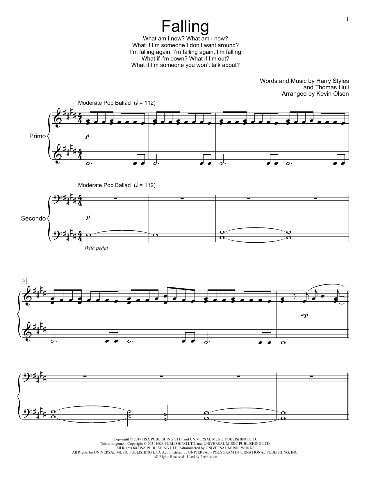 Product picture to: Falling (arr. Kevin Olson)
