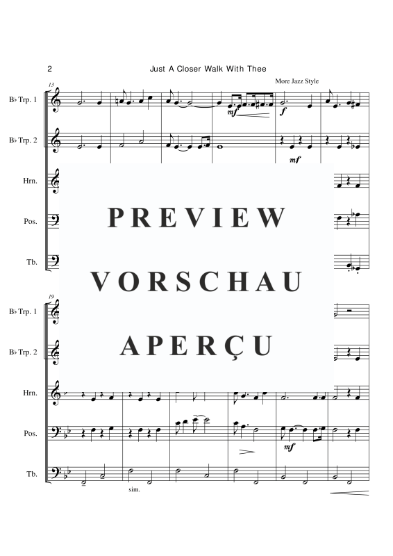 Produktgalerie: Seite 5 von 11 Just A Closer Walk With Thee, , (Blechbläser Quintett)