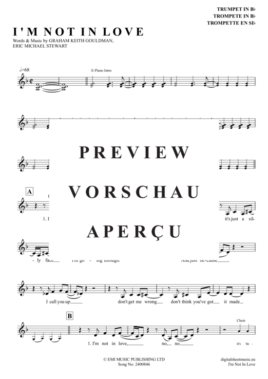 Produktgalerie: Seite 2 von 5 I´M Not In Love , 10cc, Trompete in B