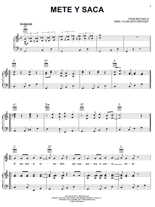 Produktgalerie: Seite 1 von 1 Mete Y Saca, Isaac Villanueva Mendoza, Gesang, Gitarre, Klavier