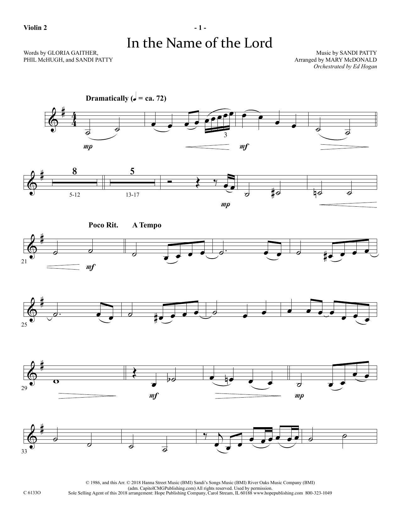 Product picture to: In The Name Of The Lord - Violin 2