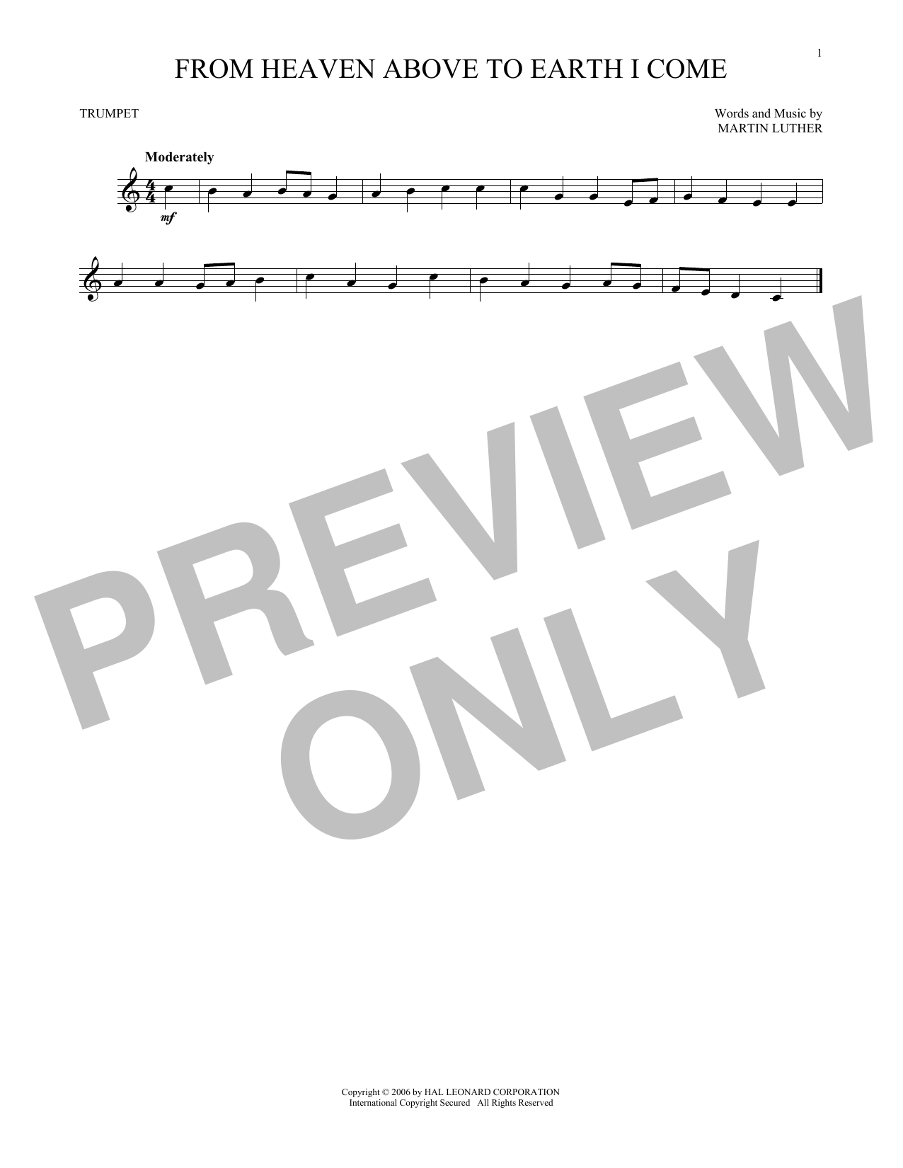 Produktgalerie: Seite 1 von 1 From Heaven Above To Earth I Come, Martin Luther, Trompete