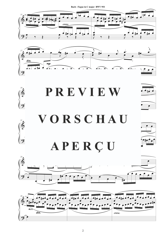 Product gallery: Page 3 of 4 Fugue in C major BWV 953, , Solo Piano