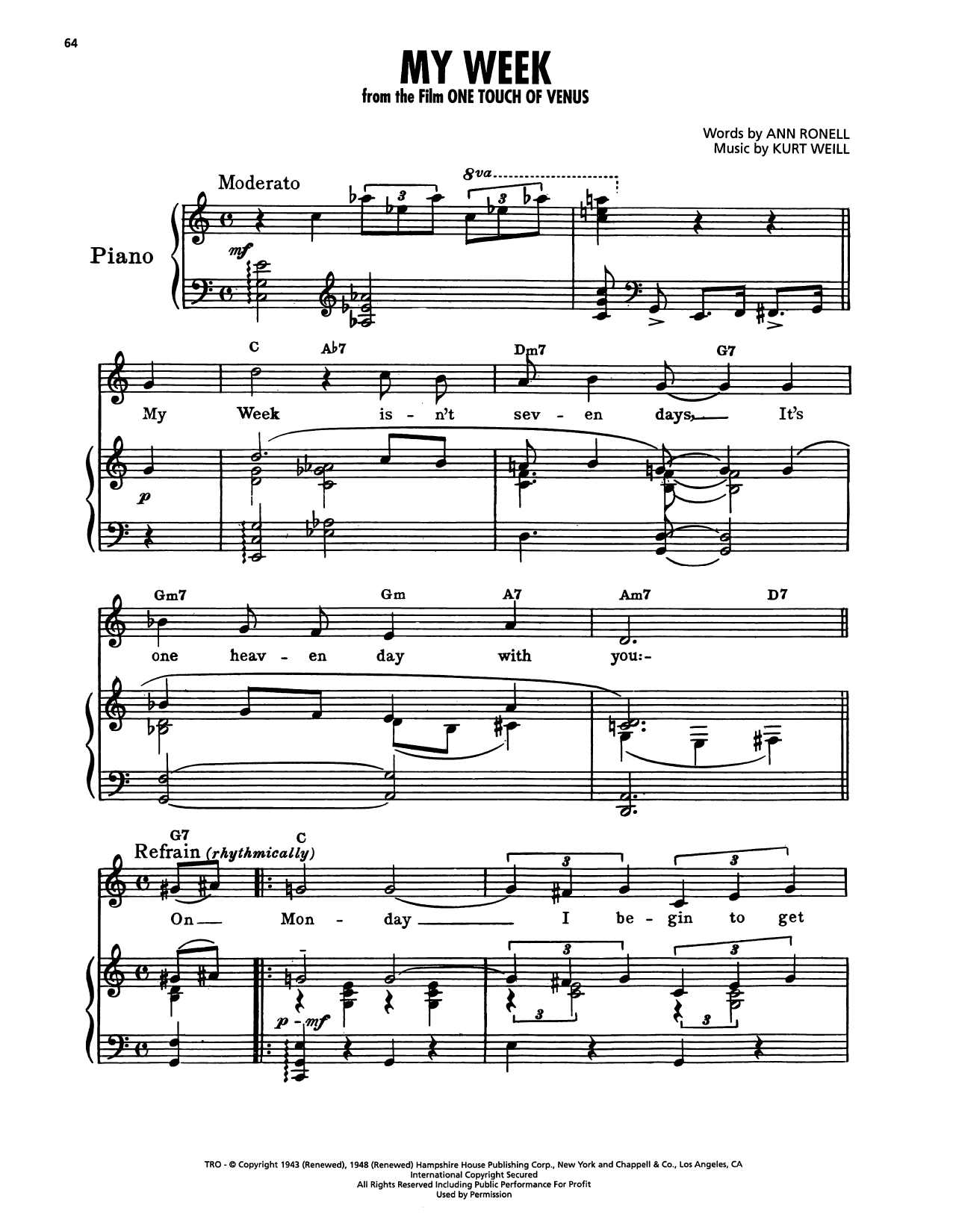 Produktbild zu: My Week (from One Touch Of Venus)