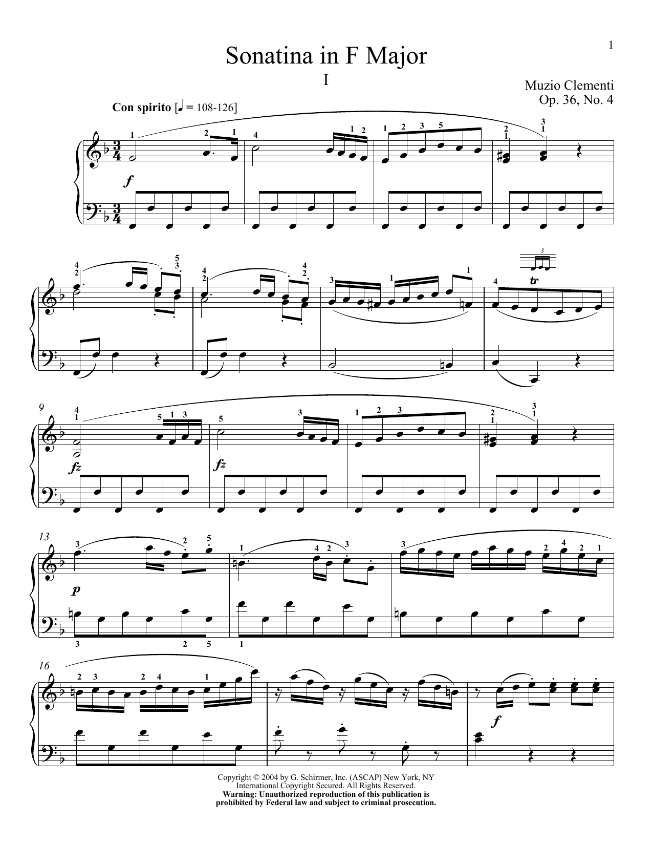 Produktbild zu: Sonatina In F Major, Op. 36, No. 4