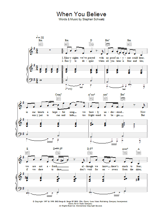 Produktgalerie: Seite 1 von 1 When You Believe, Stephen Schwartz, Gesang, Gitarre, Klavier
