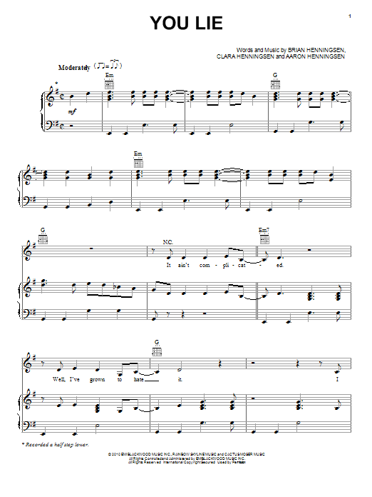 Produktgalerie: Seite 1 von 1 You Lie, The Band Perry, Gesang, Gitarre, Klavier
