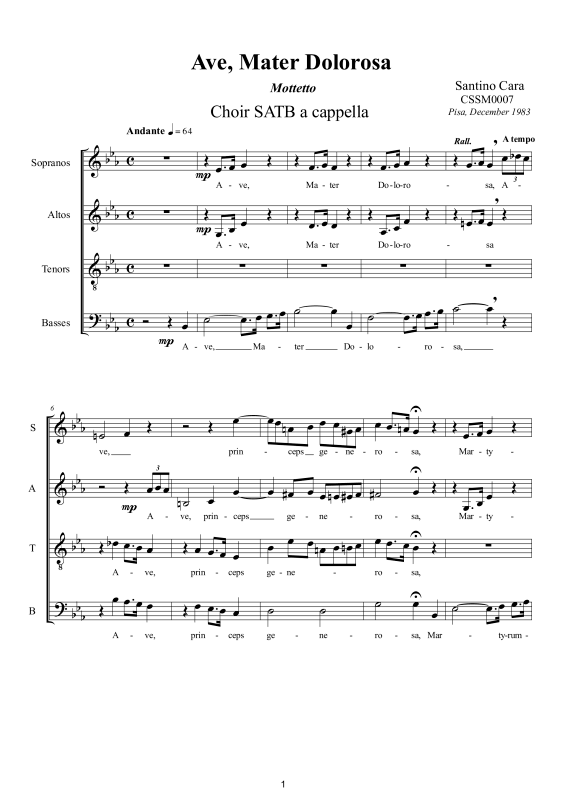 Produktbild zu: Ave Mater dolorosa - Sacred MotetSantino Cara